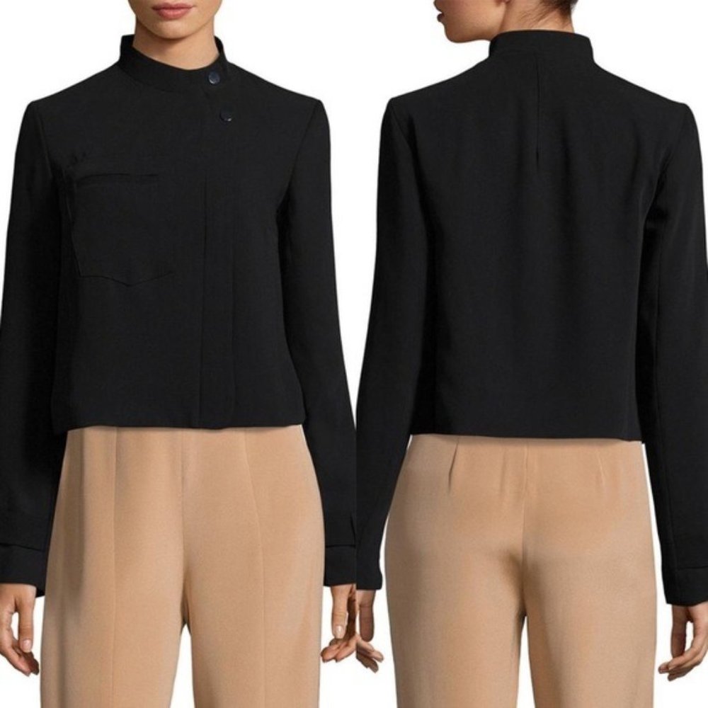 RACHEL Rachel Roy Black Mock Neck Moto Jacket Blazer Size 8